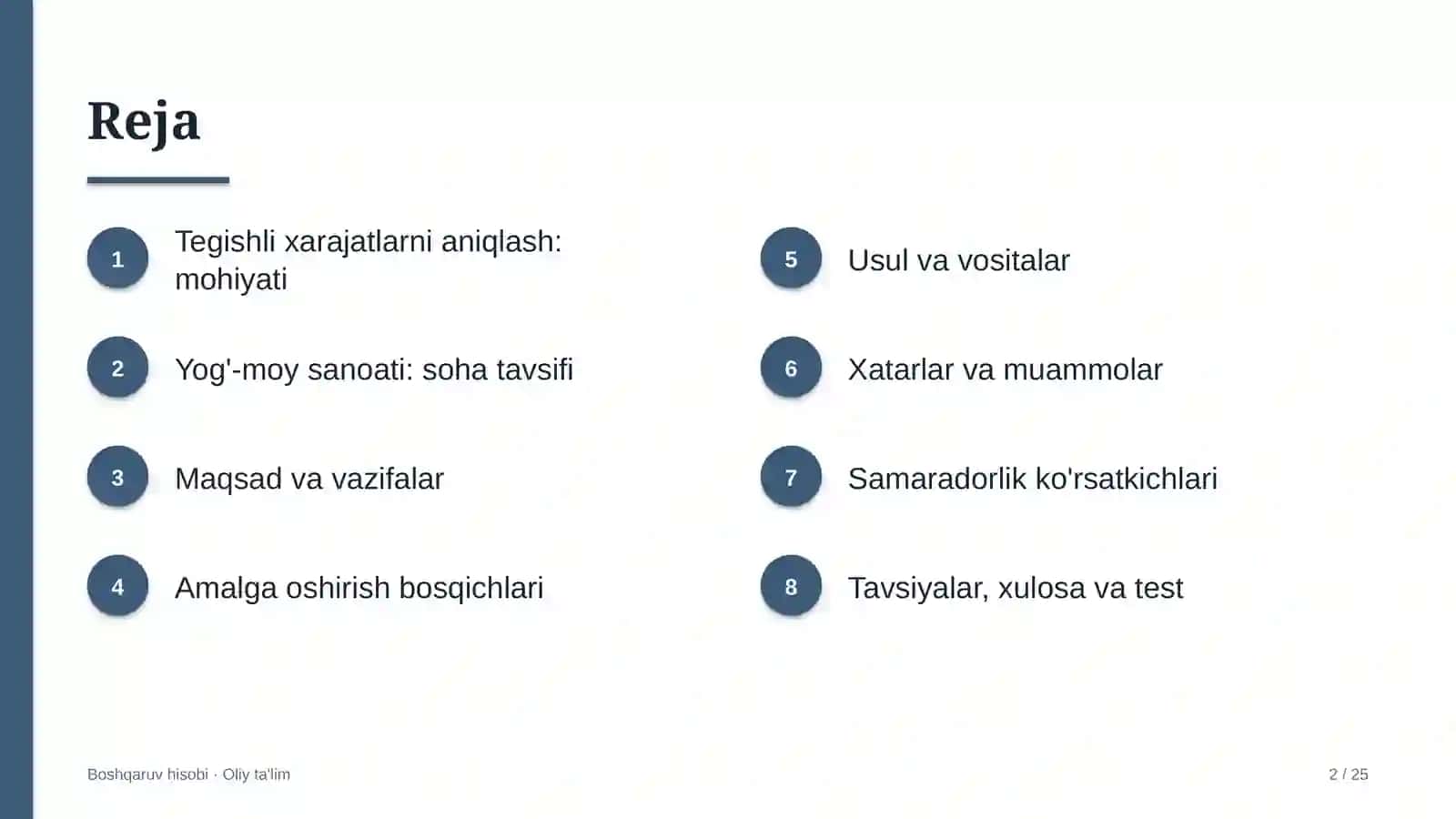 yog' moy sanoatida qaror qabul qilish uchun tegishli xarajatlarni aniqlash 4056 2