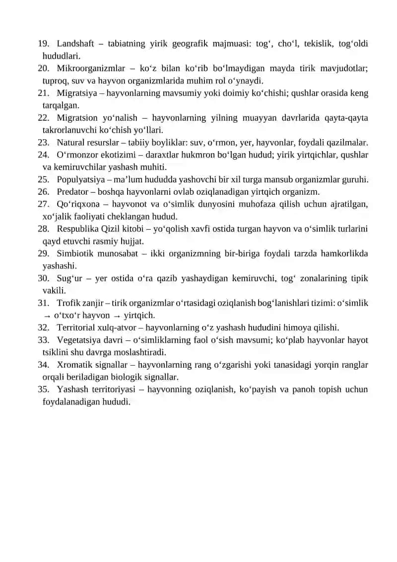 Farg‘ona vodiysi faunasiga oid atamalar lugati 2