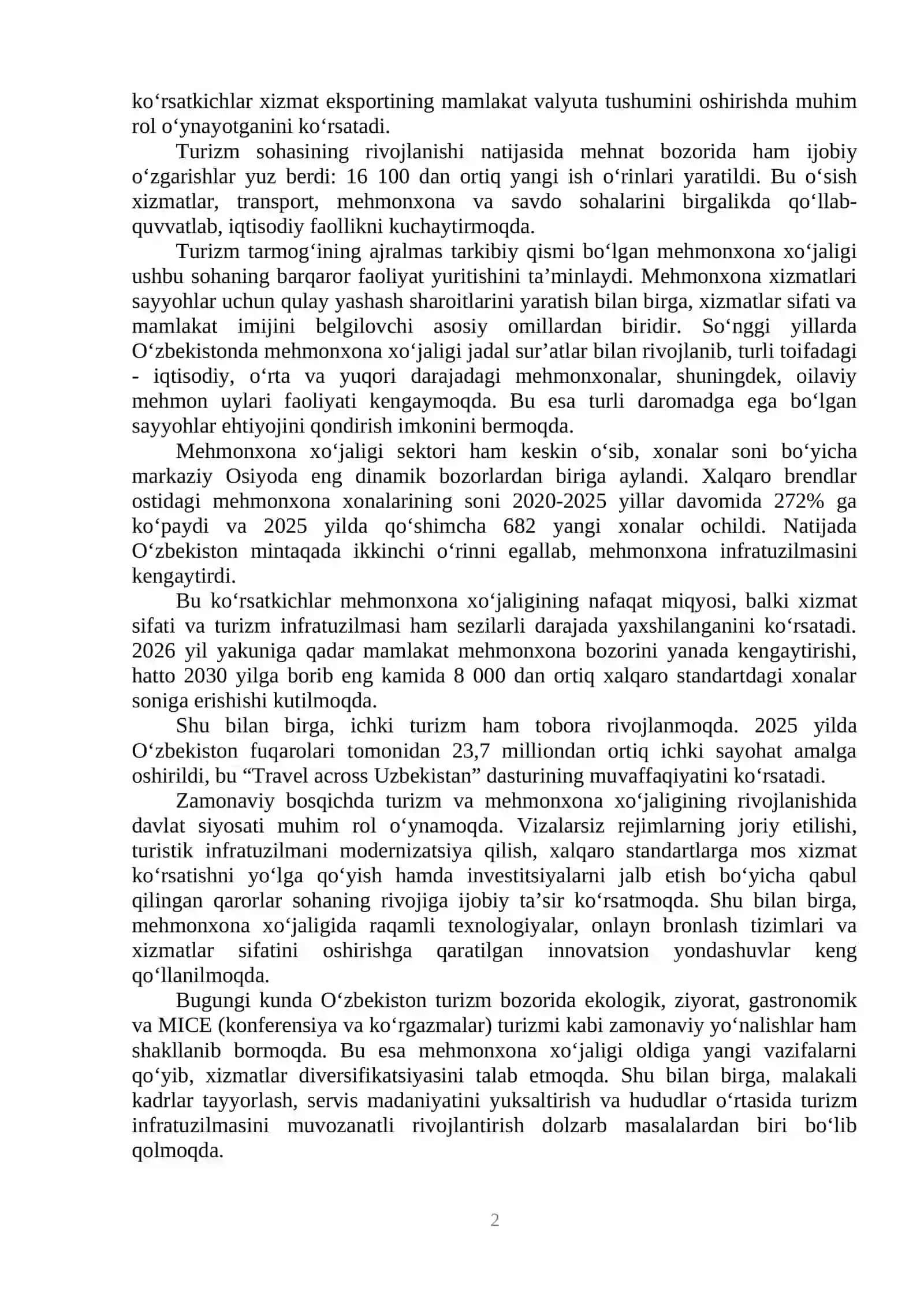 MEHMONXONA BIZNESINI BOSHQARISHNING ZAMONAVIY TENDENSIYALARI 2