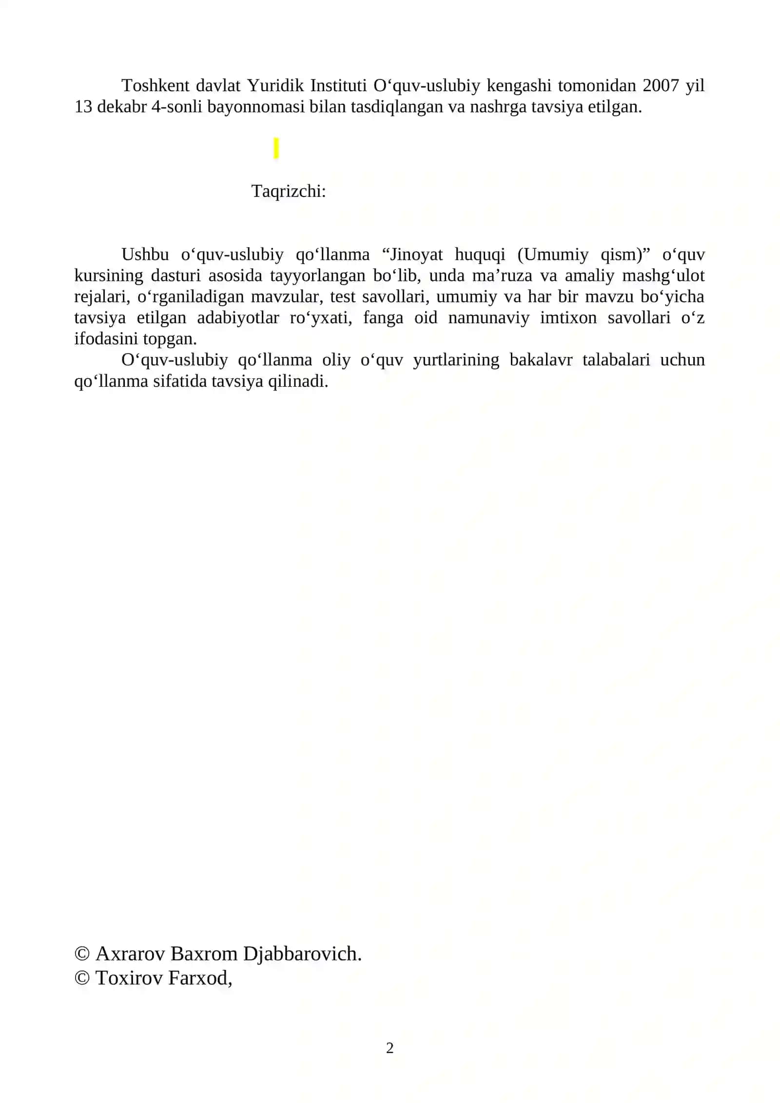 Jinoyat huquqi (Umumiy qism) 2