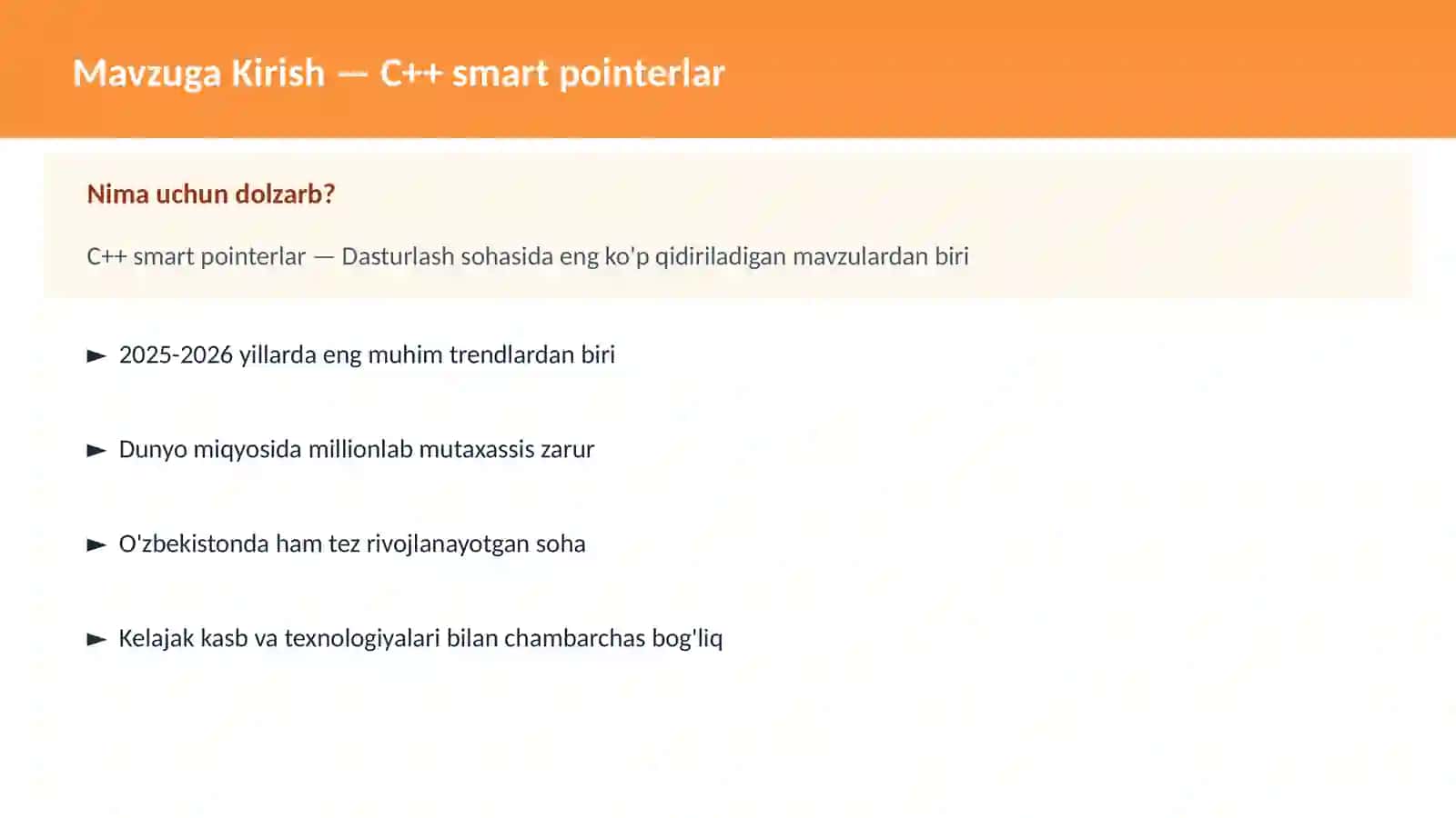 C++ VA TIZIM DASTURLASH 2