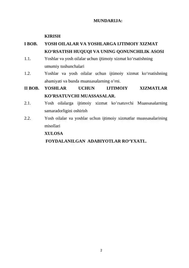YOSH OILALAR VA YOSHLAR UCHUN IJTIMOIY XIZMAT KO‘RSATISH MUASSASALARI  FAOLIYATINING HUSUSIYATLARI 2