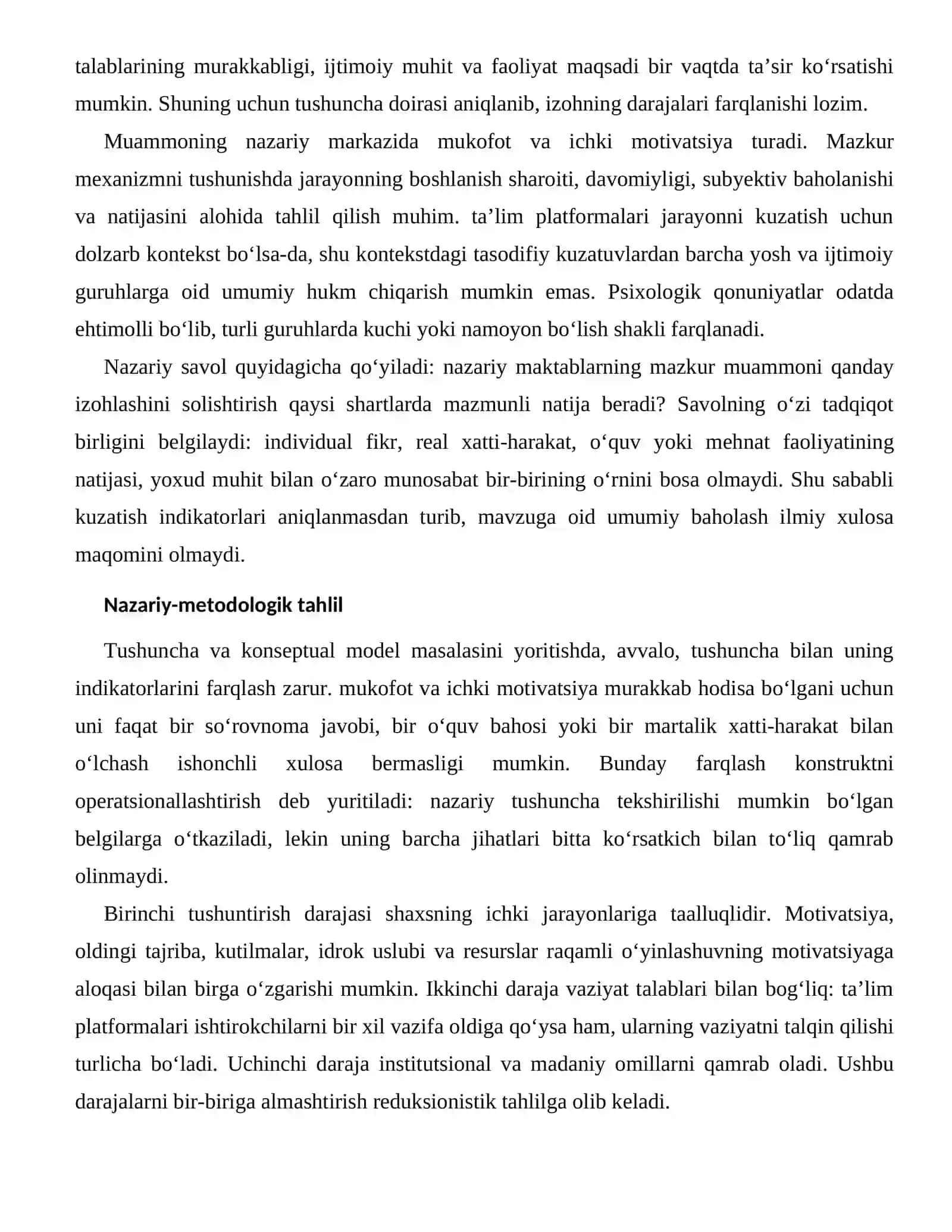 RAQAMLI O‘YINLASHUVNING MOTIVATSIYAGA ALOQASI — NAZARIY ASOSLARI 2