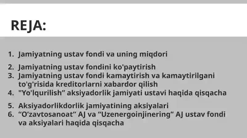Aksiyadorlik jamiyating ustav fondi va uning aksiyalari 2