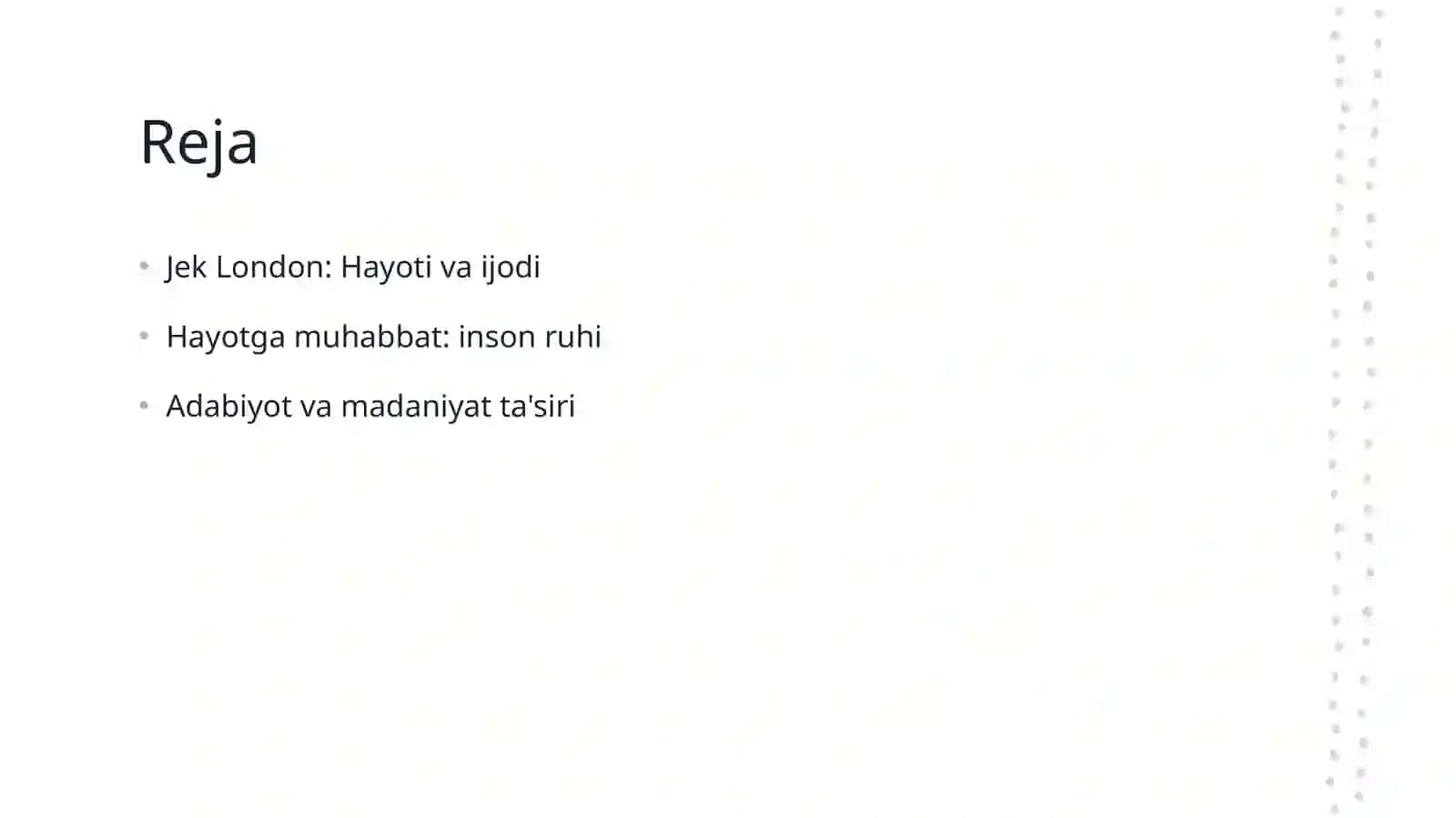 Jek London hayoti va ijodi. Hayotga Muhabbat hikoyasi 2