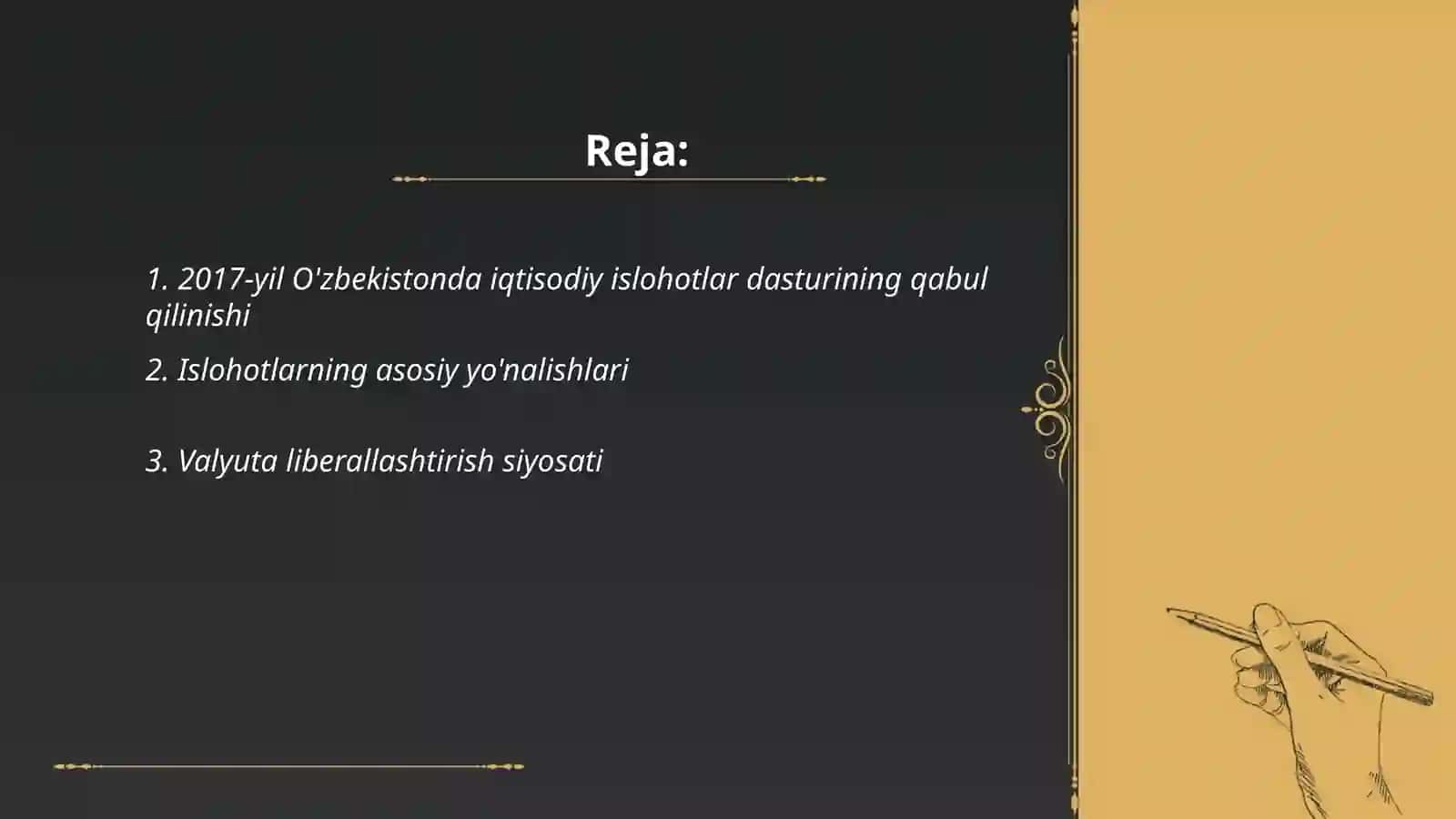 2017-yilda O'zbekistonda keng ko'lamli iqtisodiy islohotlar dasturining qabul qilinishi va uning ahamiyati 2