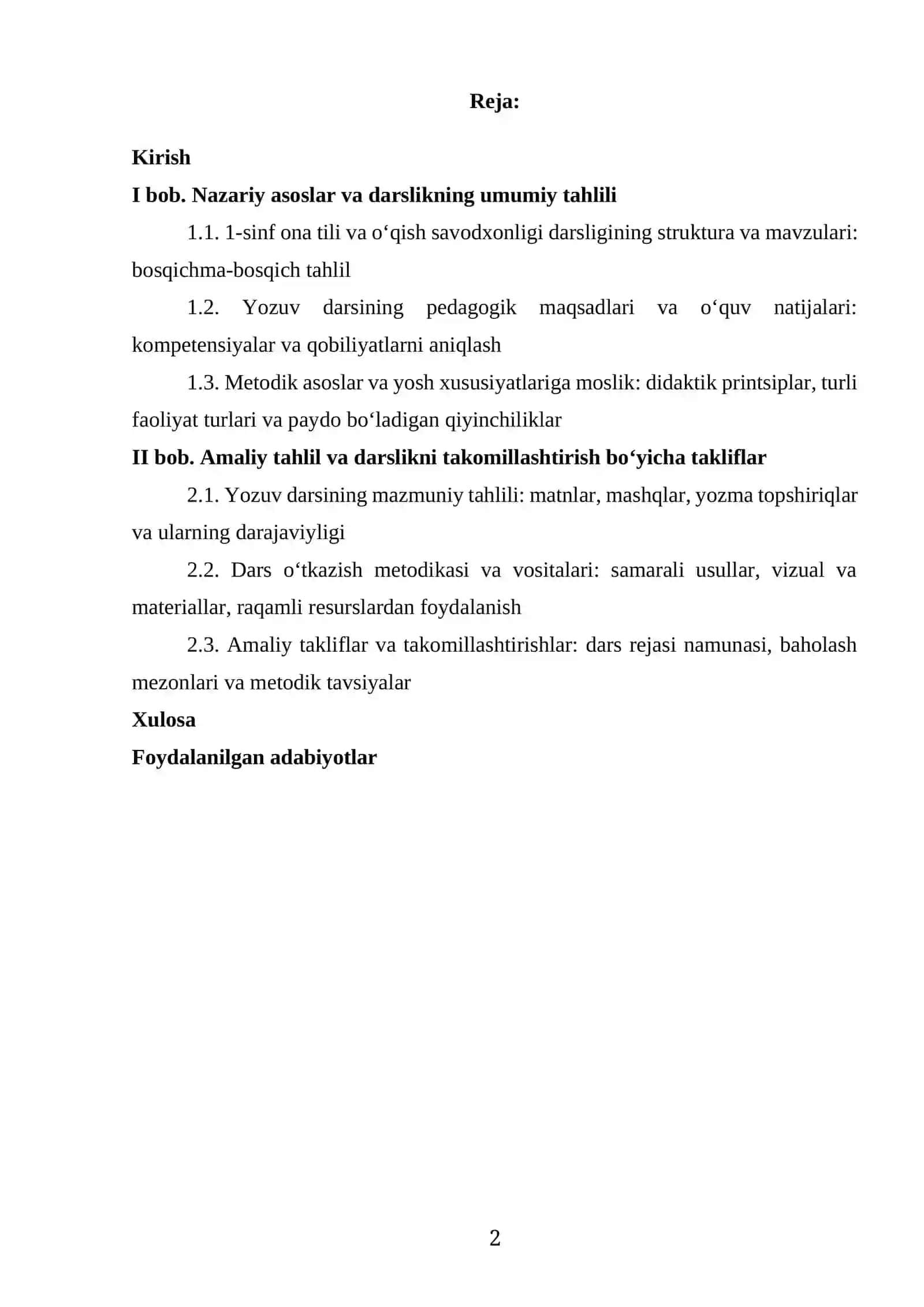 1-SINF ONA TILI VA OʻQISH SAVODXONLIGI DARSLIGIDA YOZUV DARSI TAHLILI 2