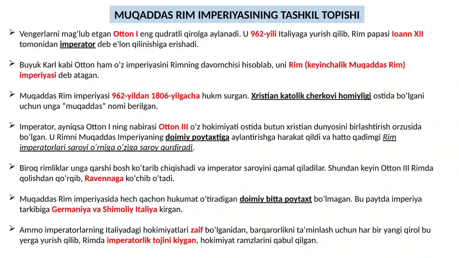 5- mavzu Muqaddas Rim imperiyasi 2