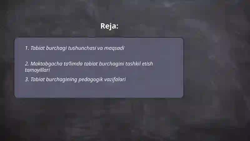 Maktabgacha taʼlimda tabiat burchagi haqida maʼlumotlar 2