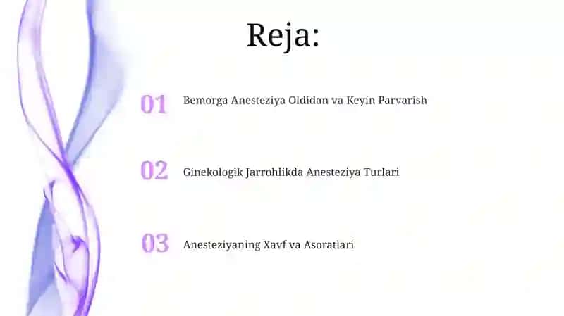 Ginekalogiya operatsiyalarida anesteziya 2