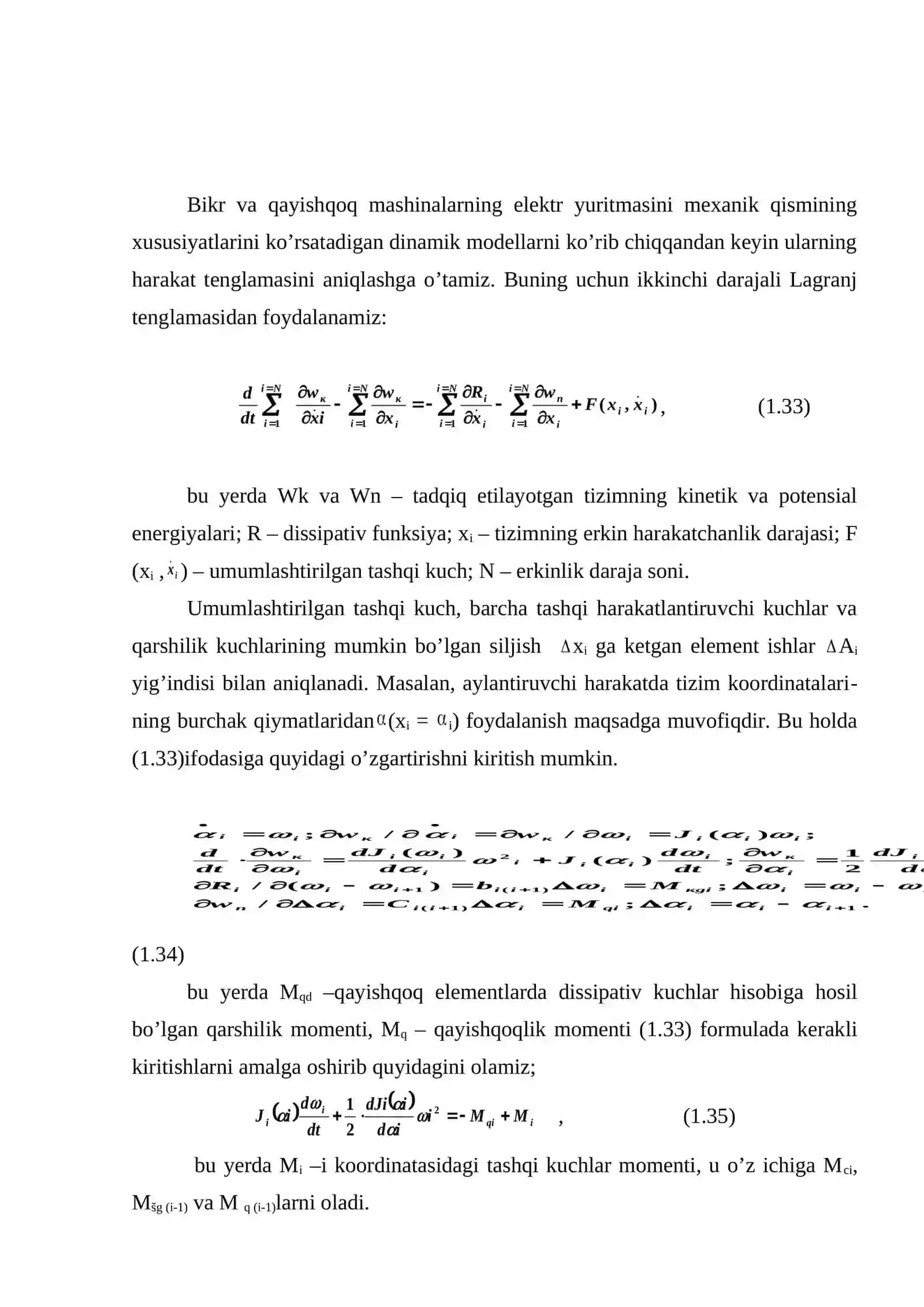 Elektr yuritmaning harakat tеnglamasi 2