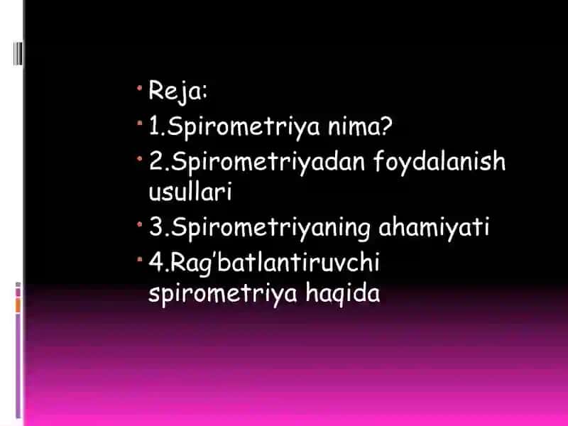 Spirometriya o’lchash usuli haqida 2