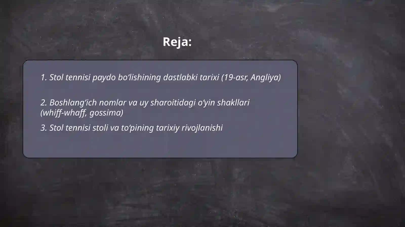 Stol tennisining paydo boʻlish tarixi va rivojlanishi 2