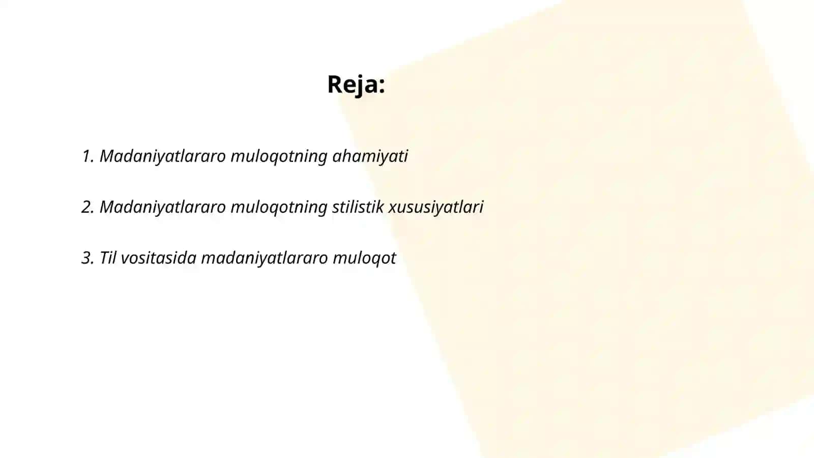 Madaniyatlararo muloqot Stilistik yo’nalishlar 2