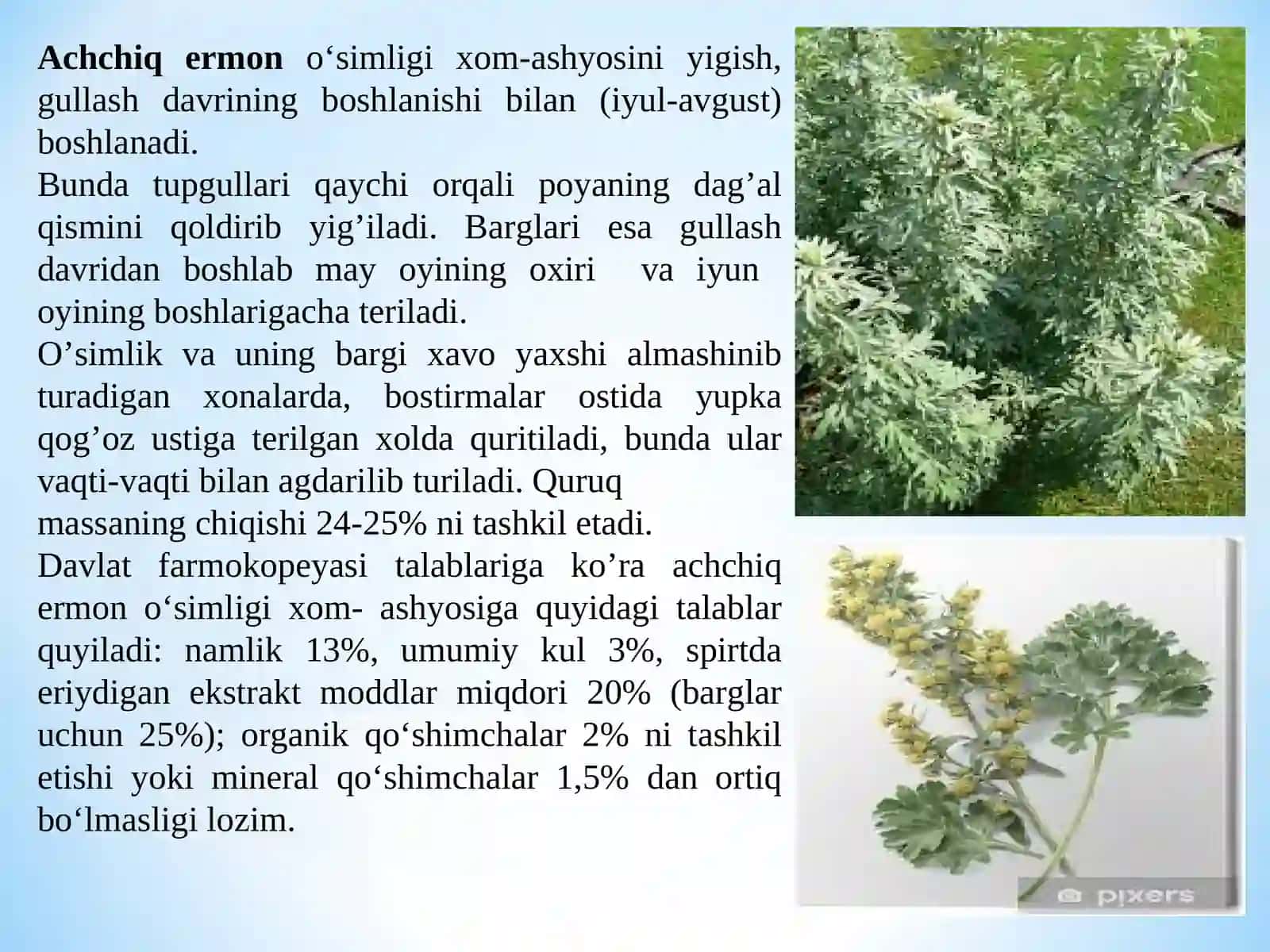 Tarkibida polisaxaridlar bo‘lgan dorivor o‘simliklar xom ashyosini standartlash va sertfikatlash 2