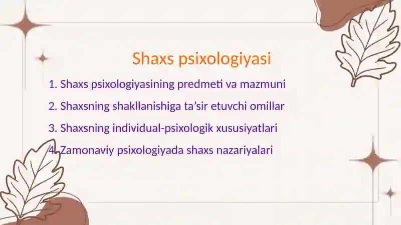 Shaxs psixologiyasi 2