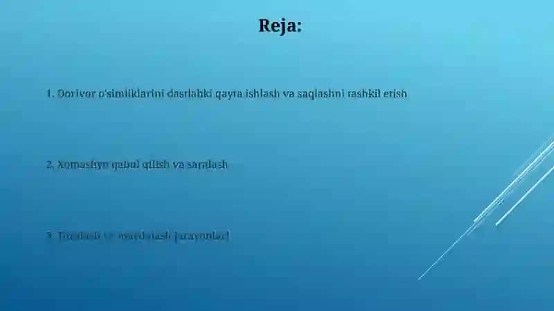 Dorivor o'simliklarini dastlabki qayta ishlash va saqlashni tashkil etish 2