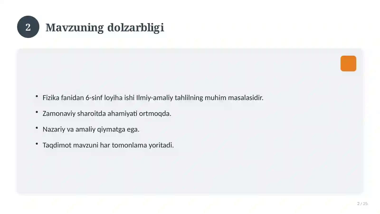 Fizika fanidan 6-sinf loyiha ishi 2