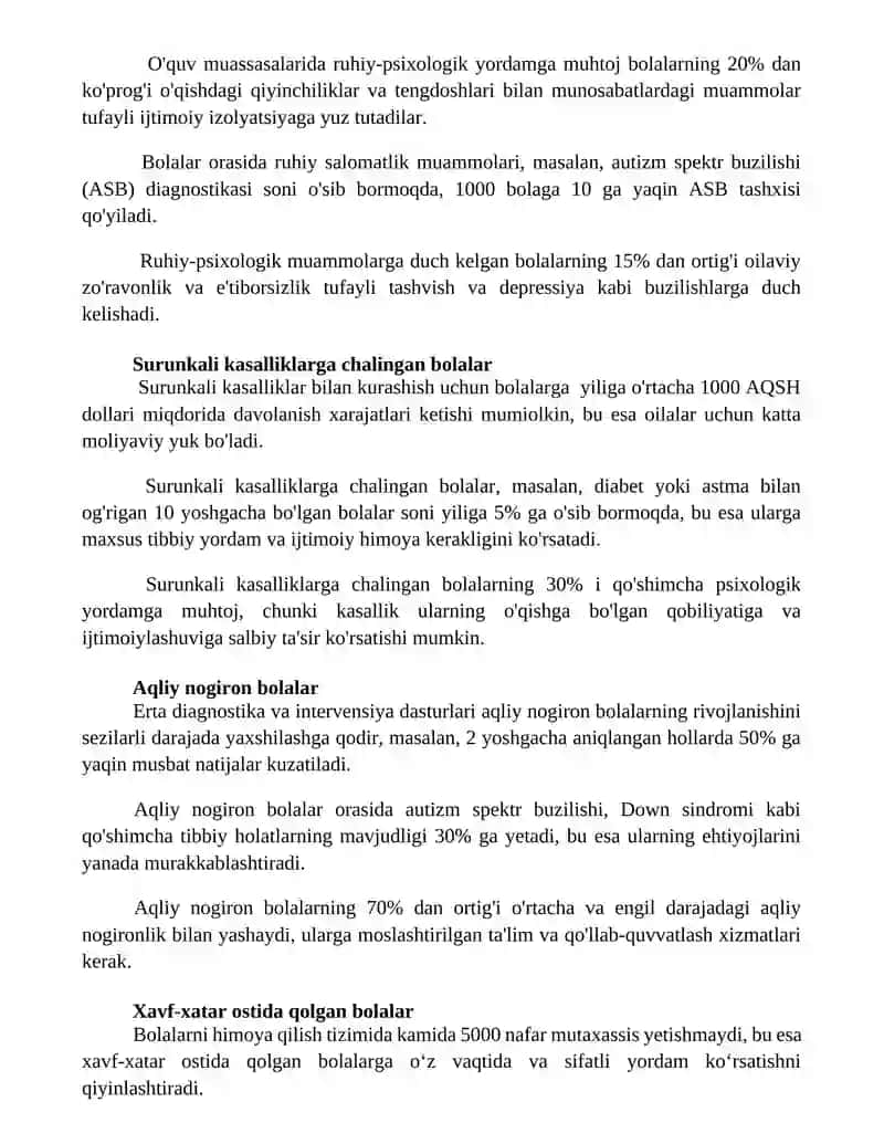 Maxsus yordamga muhtoj bolalar toyifalari 2