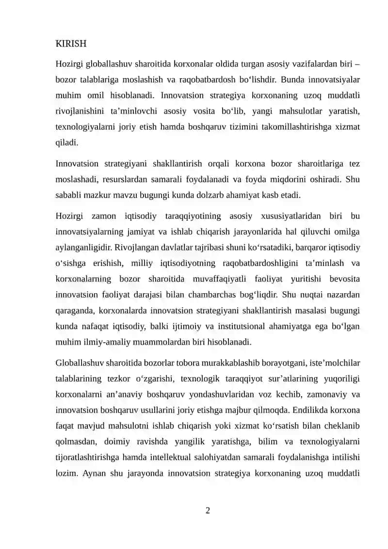Innovatsion Strategiyani Shakllantirishning Ahamiyati, Zaruriyati va Loyihalarni Boshqarishdagi O‘rni 2