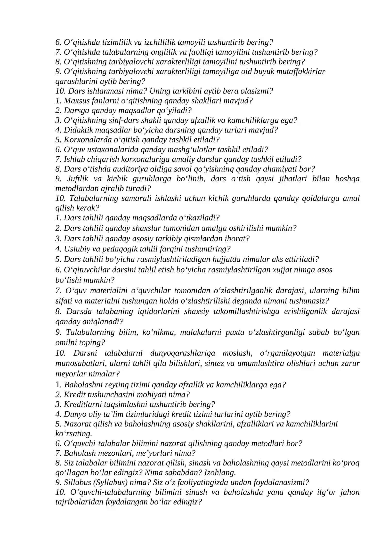 Maxsus fanlardan yakuniy nаzorаt uсhun sаvollari 2