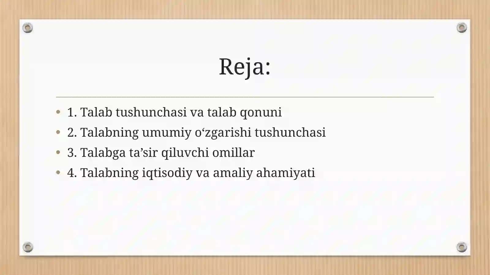 Talabning umumiy o’zgarishi 2