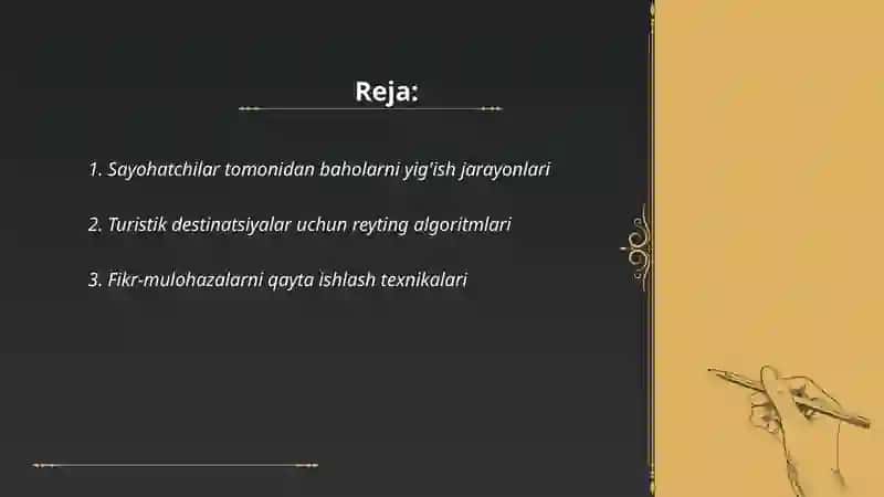 Sayohatchilar tomonidan turistik destinatsiyalarning baholarini aniqlash algoritmlari 2