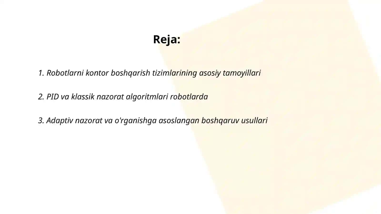 Robotlarni kontor boshqarish tizmlari 2