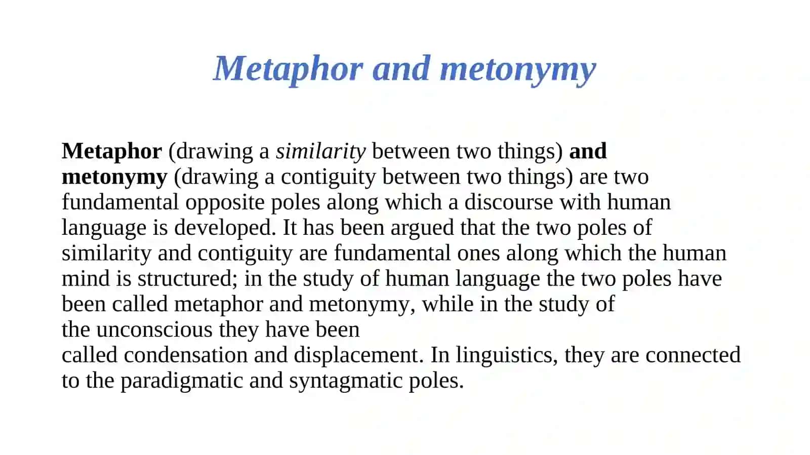 Theoretical aspects of English language: Metaphor and metonymy 2