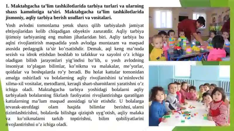 Maktabgacha ta’lim tashkilotlarida tarbiya turlari va ularning shaxs kamolotiga ta’siri 2