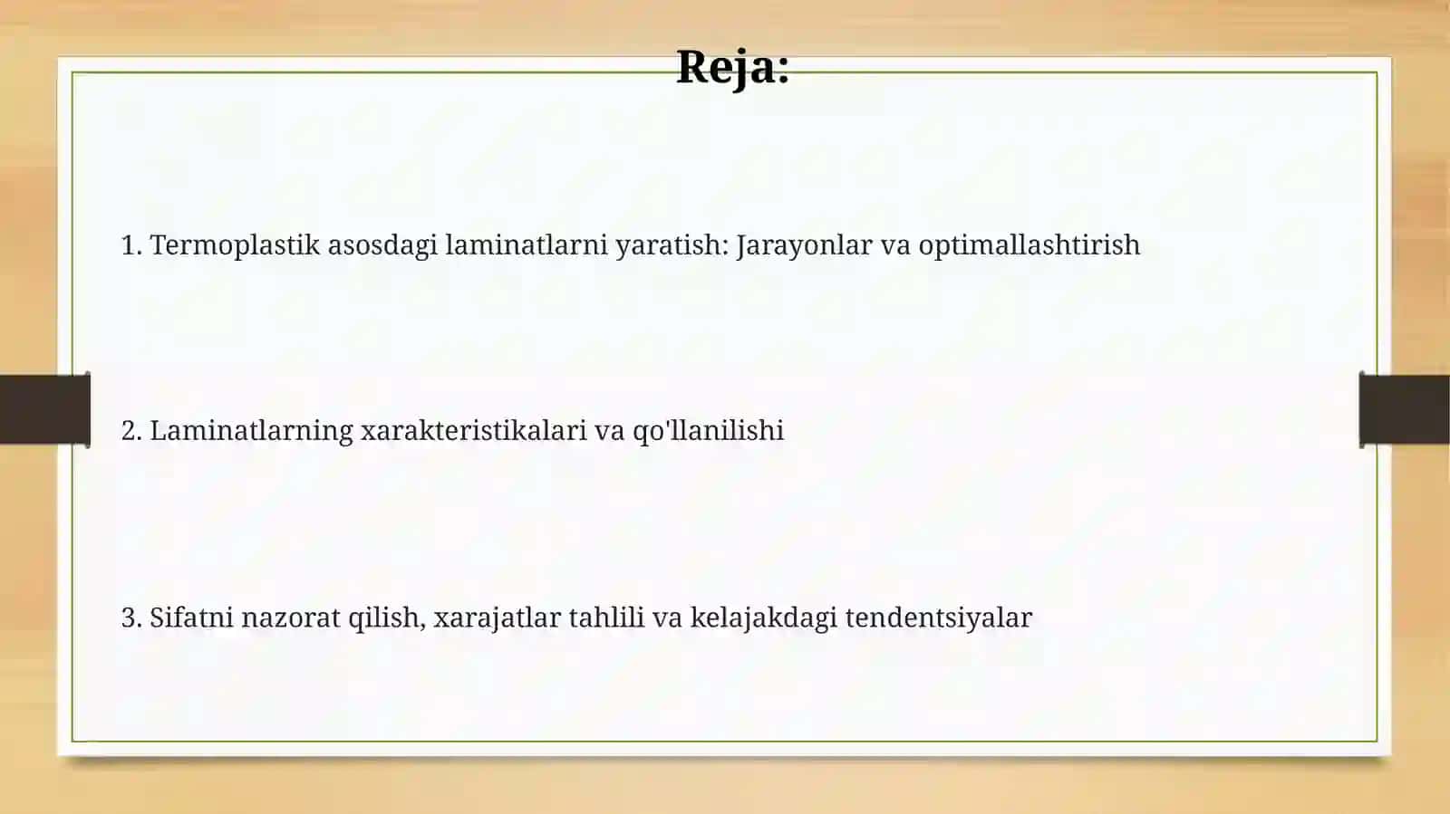 Termoplastlar asosida qatlamli materiallar shakllantirish 2