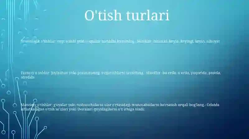 O'tish Turlari 2