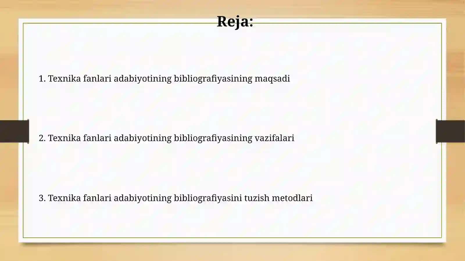 Texnika fanlari adabiyotlari biblogirafiyasining maqsadi vazifalari 2