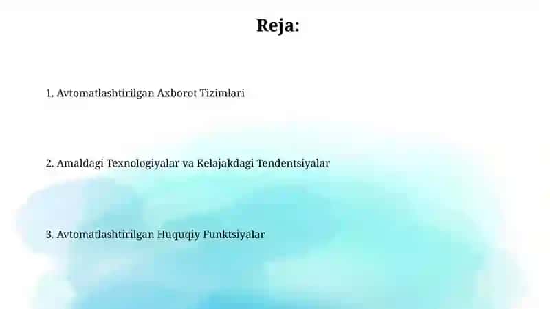 Avtomatlashtirilgan Huquqiy Funktsiyalar 2