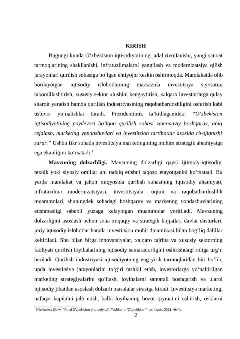 Qurilishda inverstitsiya marketingninig vazifalari va usullari (BECHTEL CORPORATION misolida) 2