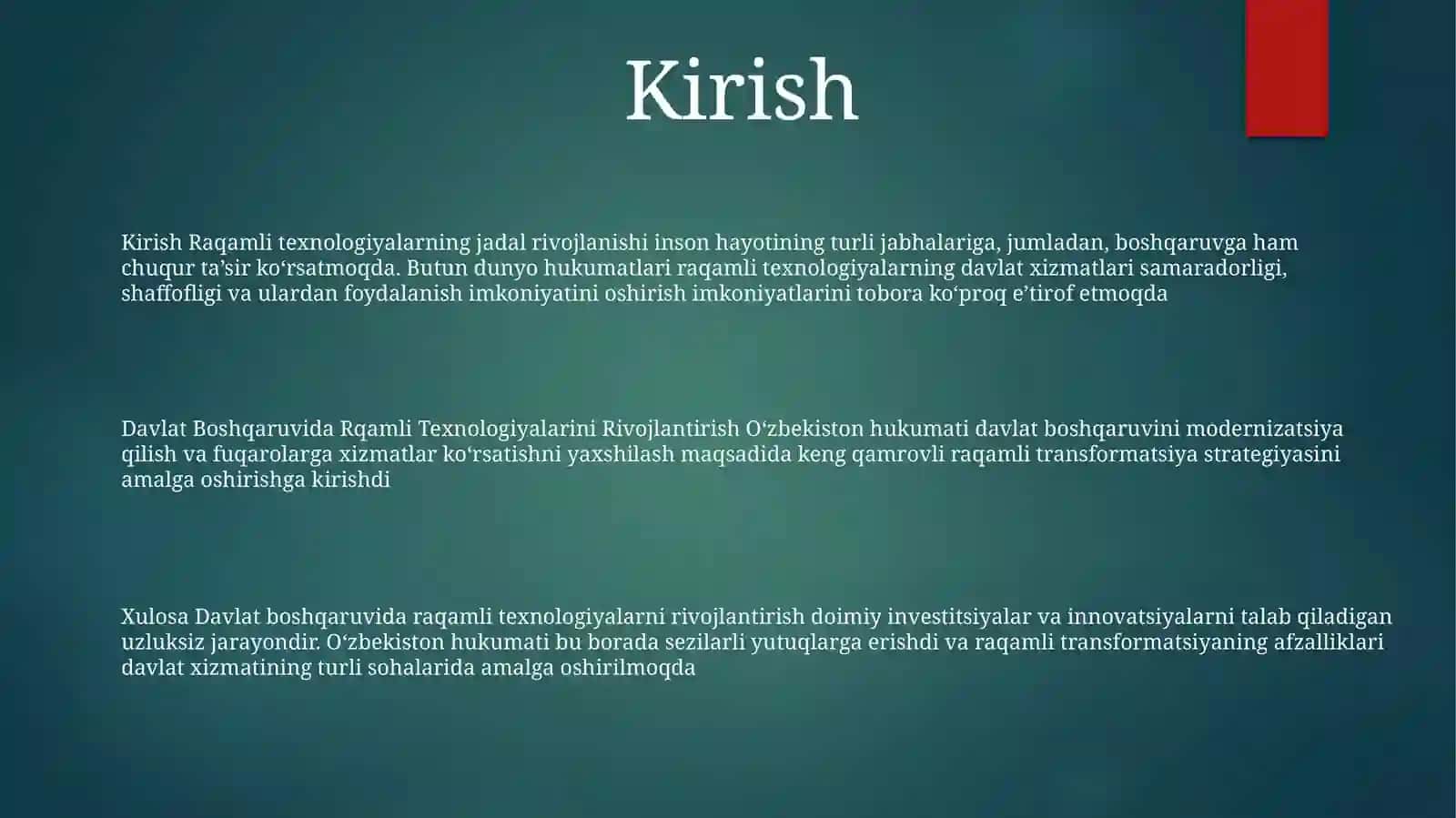 Davlat Boshqaruvida Rqamli Texnologiyalarini Rivojlantirish 2
