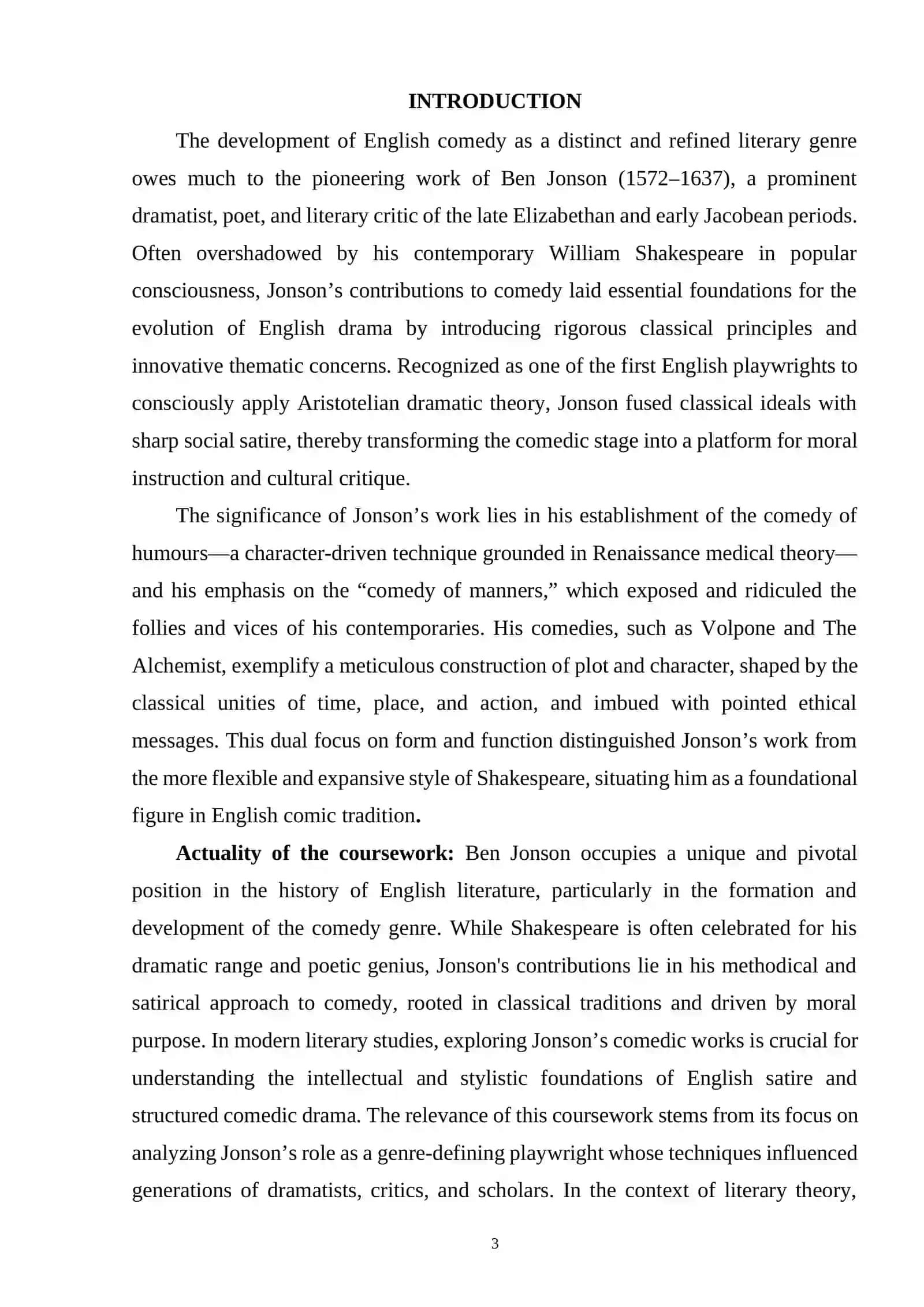 BEN JONSON AS A FOUNDER OF COMEDY GENRE IN ENGLISH LITERATURE 2