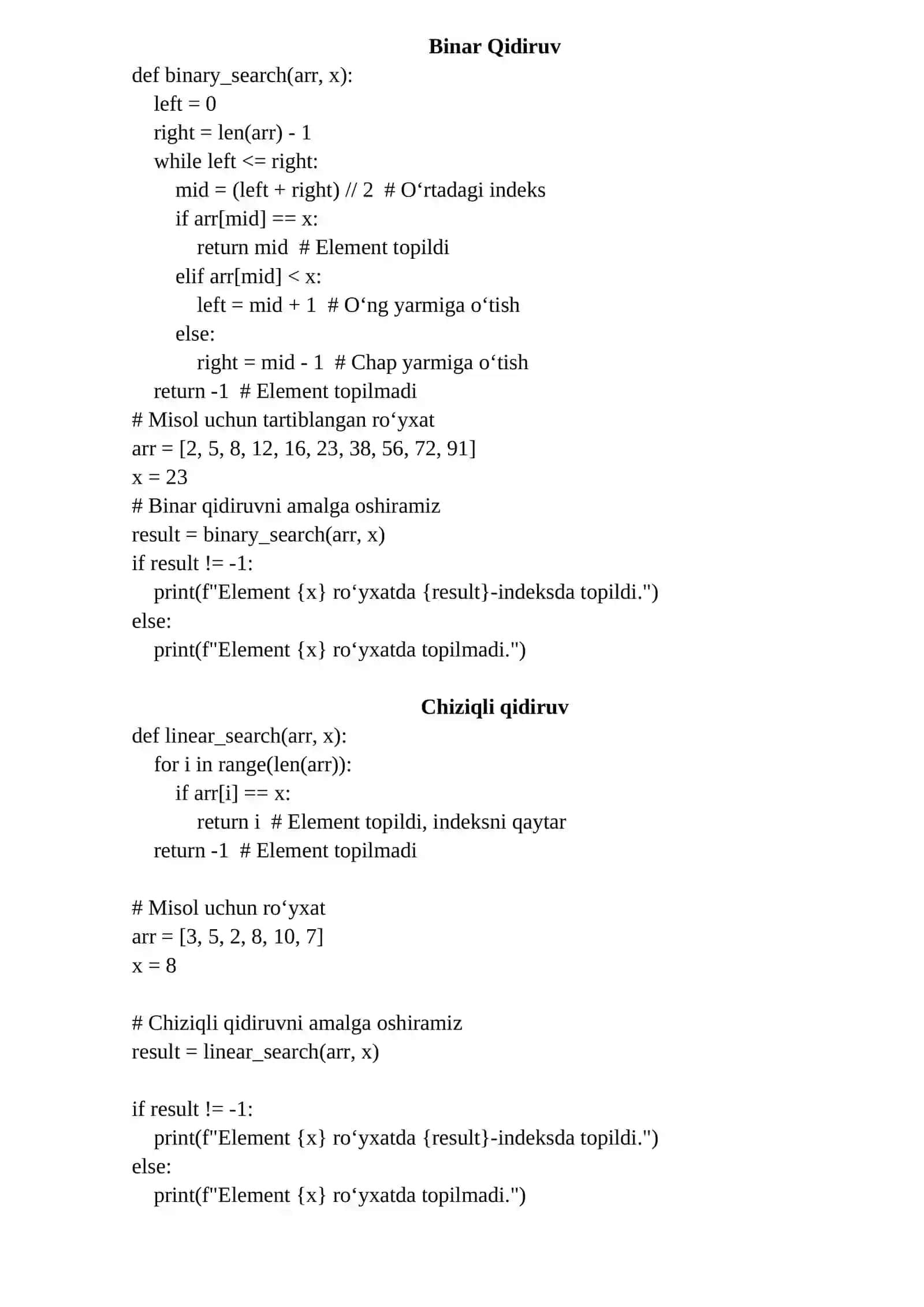 Chiziqli ALGARITM 2