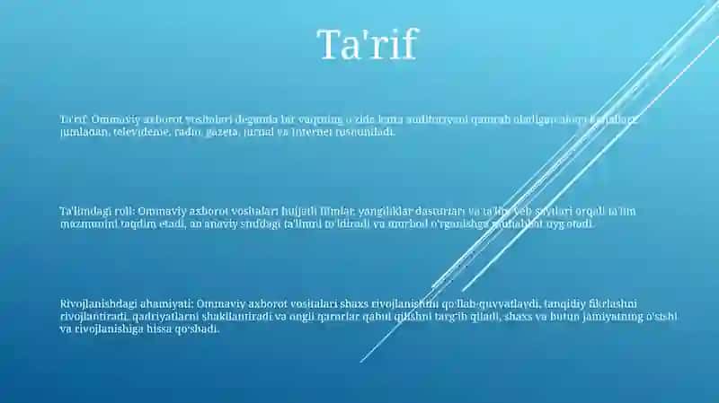 Ommaviy Axborot Vositalarining Ta'lim Va Tarbiya Jarayonidagi O'Rni Va Ahamiyati 2