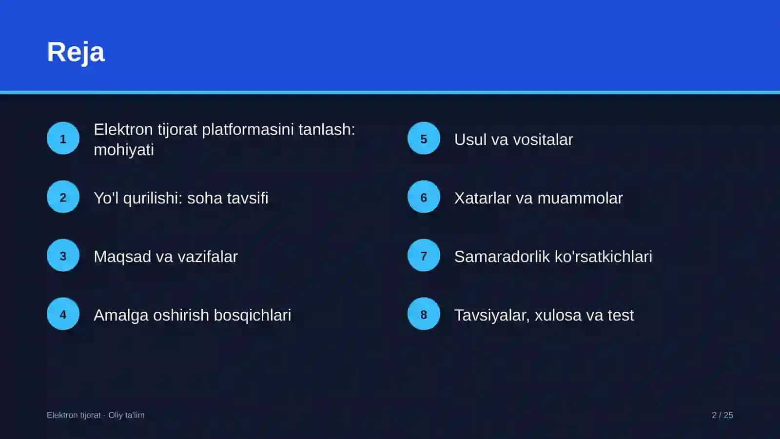Yo'l qurilishida elektron tijorat platformasini tanlash 2