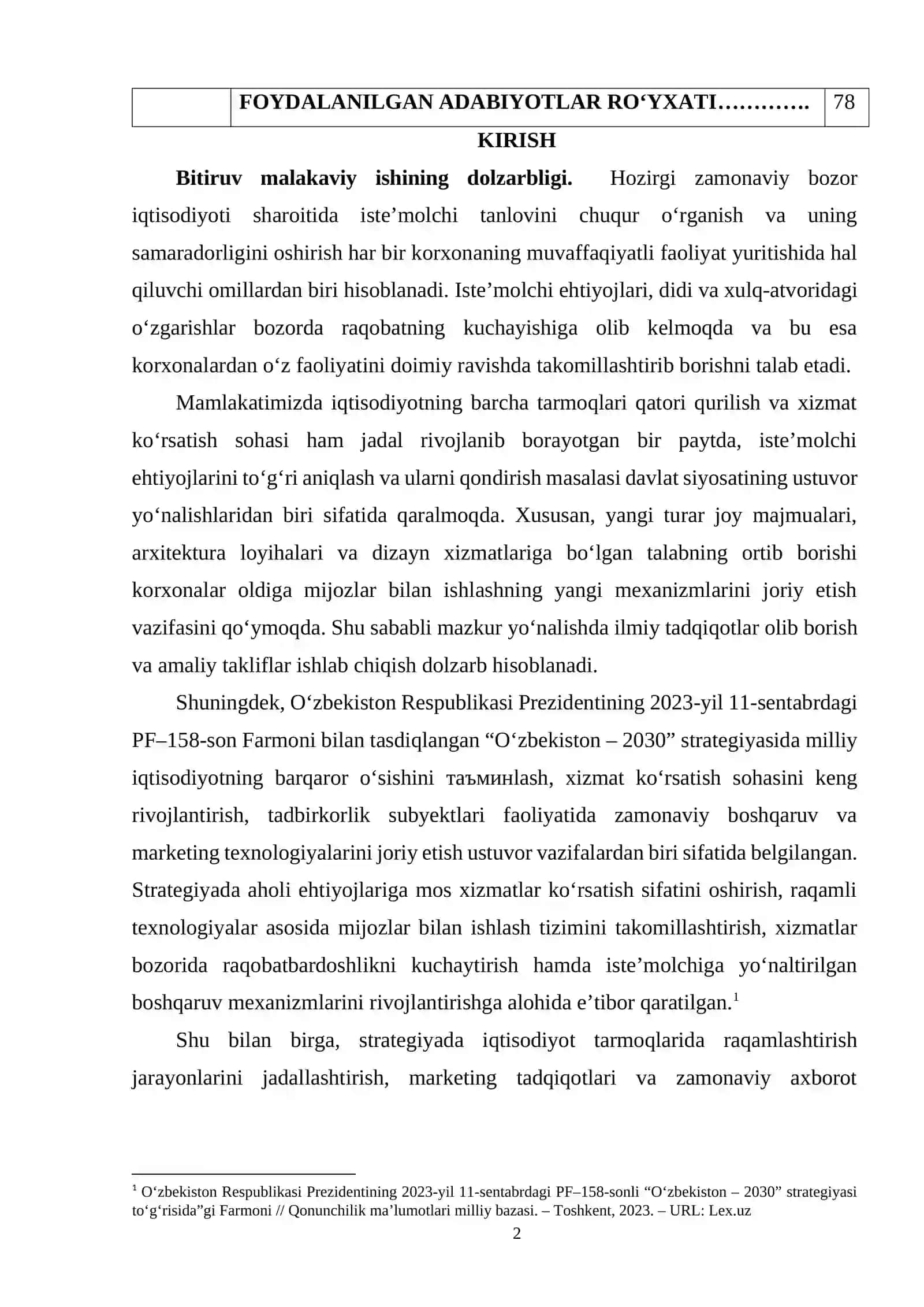 Iste’molchi tanlovini o‘rganish samaradorligini oshirishning yo‘nalishlari (“TARAQQIYOT SARI YUKSALISH” MChJ misolida) 2