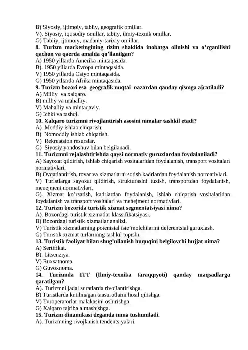 Turistik xizmatlar bozorida konyuktura 2