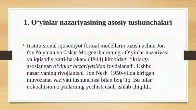O‘yinlar Nazariyasi va O‘zaro Hamkorliklarni Modellashtirish 2