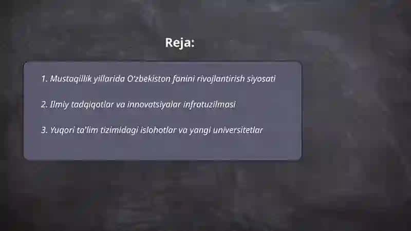 Mustaqillik Yillarida Õzbekiston Fan Ta'limi 2