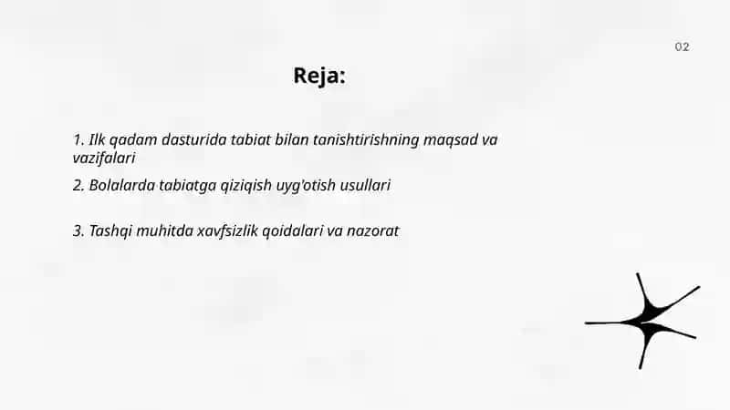 Ilk qadam davlat dasturi tabiat bilan tanishtirish mazmuni 2