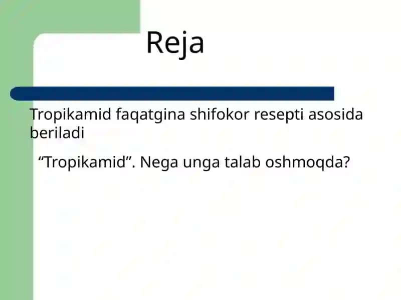 Tropikamid dori vositasining farmakologiyasi 2