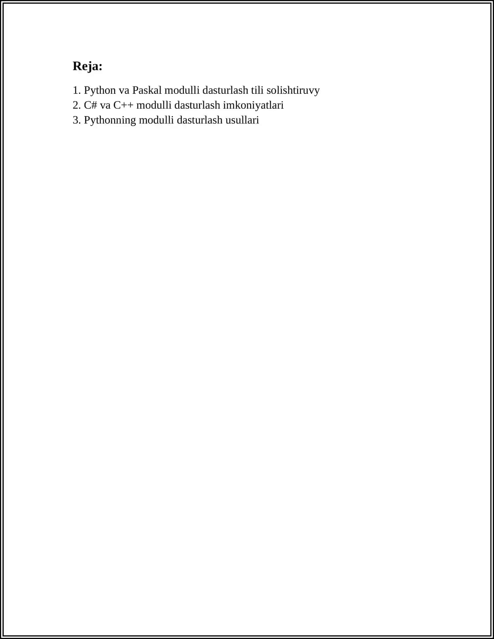 PYTHON DASTURLASH TILI, C# VA BOSHQA TILLARDA(PASCAL,C++)MODULLI DASTURLASHDA ULARNING FARQI 2