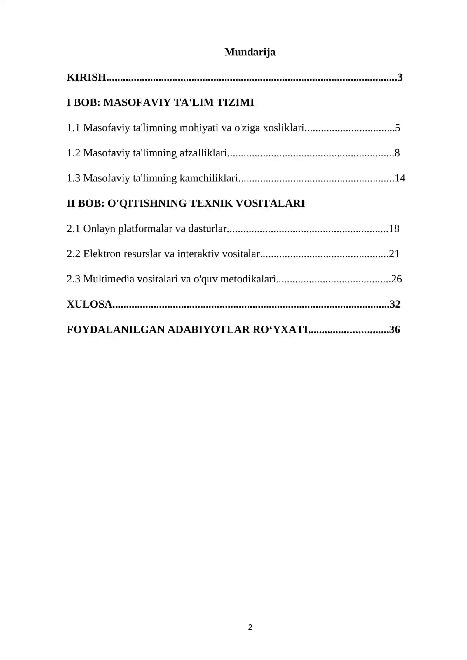 Masofaviy ta'lim tizimi va oqitishning texnik vositalari 2