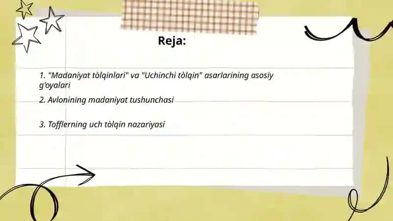 Avlonining "Madaniyat tòlqinlari" maqolasi va E.Toffflerning"Uchunchi tòlqin asarini qiyosiy tahlil etish 2