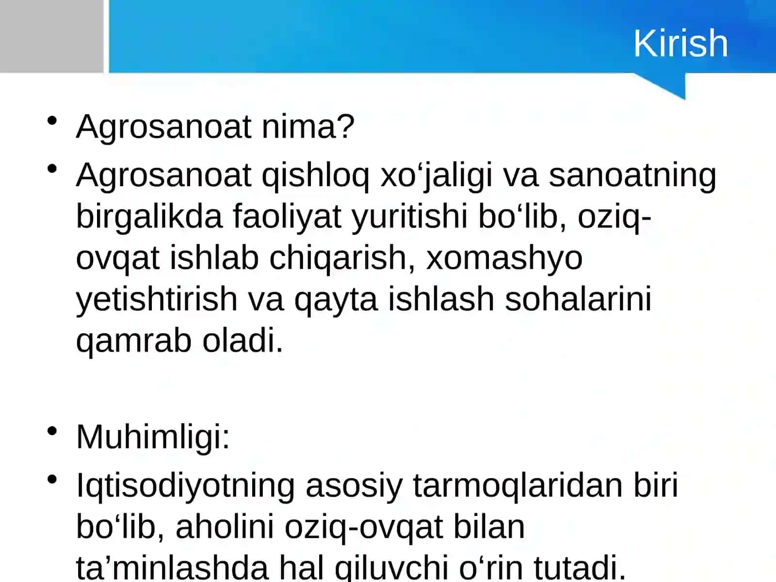 Agrosanoat va uning rivojlanishi 2